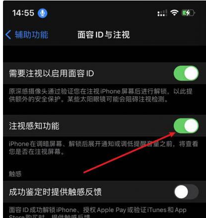 东莞生态园苹果14维修网点分享iPhone14注视感知功能有什么用 